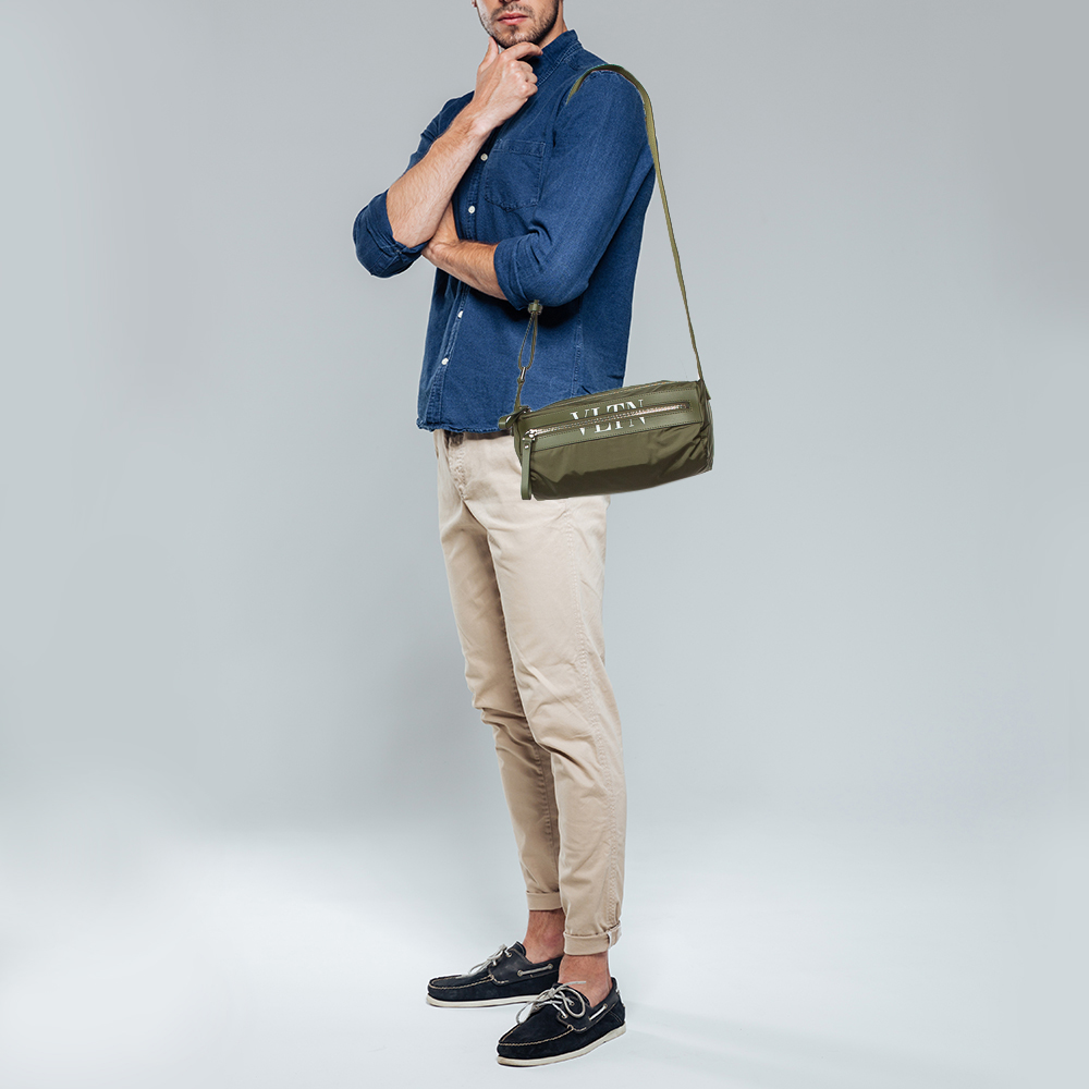 

Valentino Olive Green Nylon And Leather VLTN Crossbody Bag