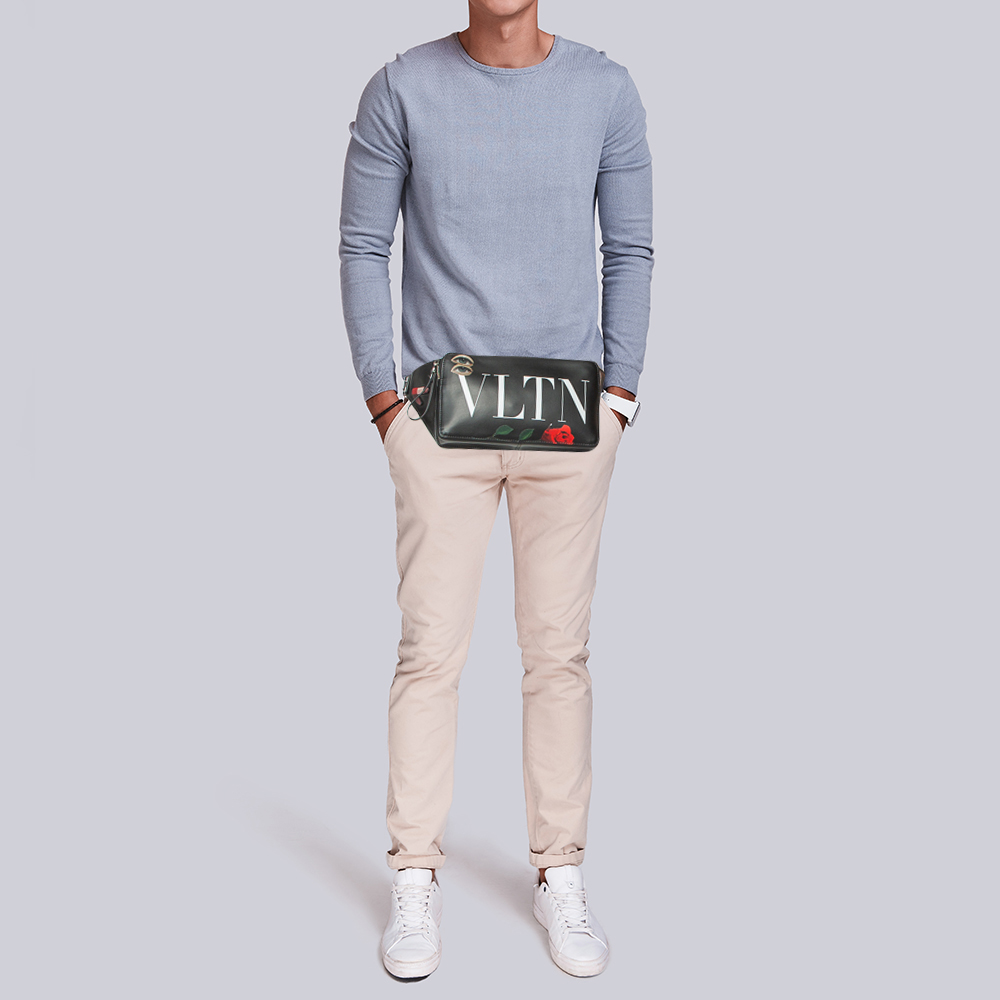 

Valentino x Emilio Villalba Black Leather VLTN Belt Bag