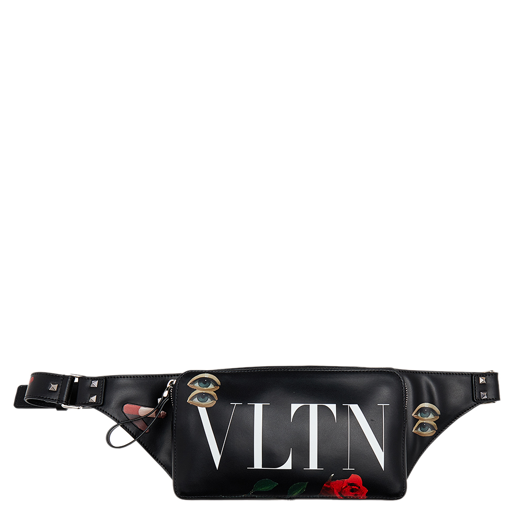 Valentino x Emilio Villalba Black Leather VLTN Belt Bag