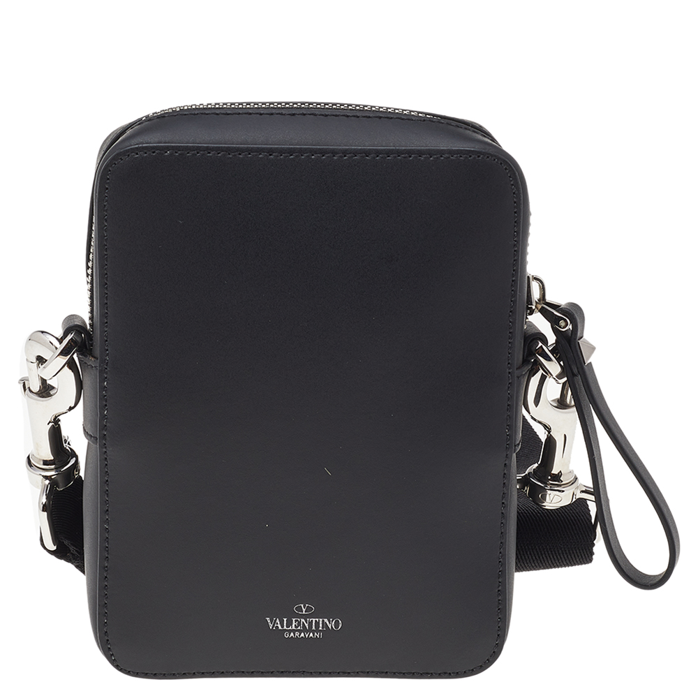 Valentino VLTN LEATHER CROSSBODY - Black Messenger Bags, Bags - VAL371063