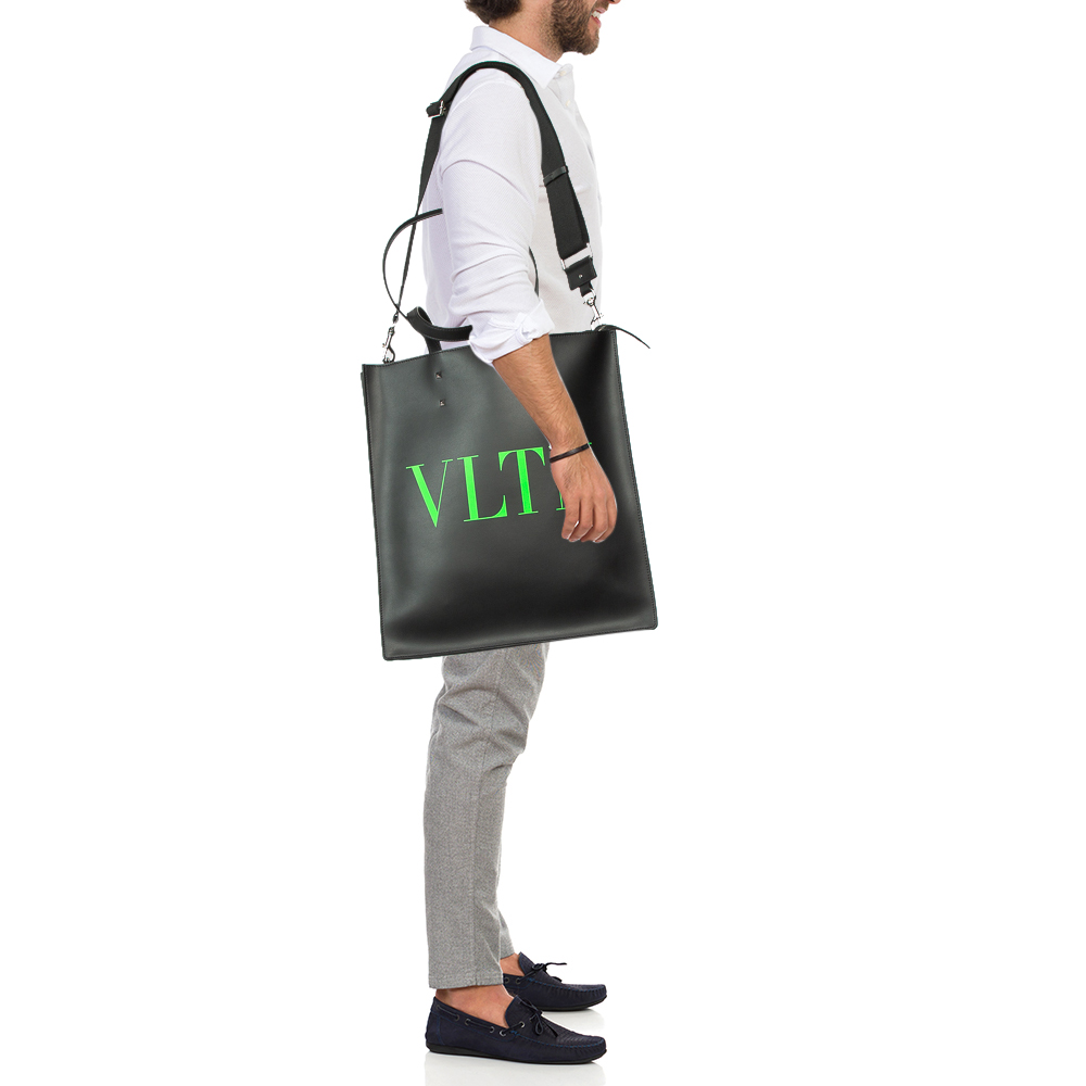 

Valentino Black Leather VLTN Tote