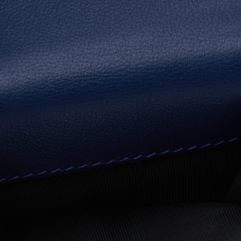 

Valentino Blue Leather Mini VLogo Signature Trifold Compact Wallet