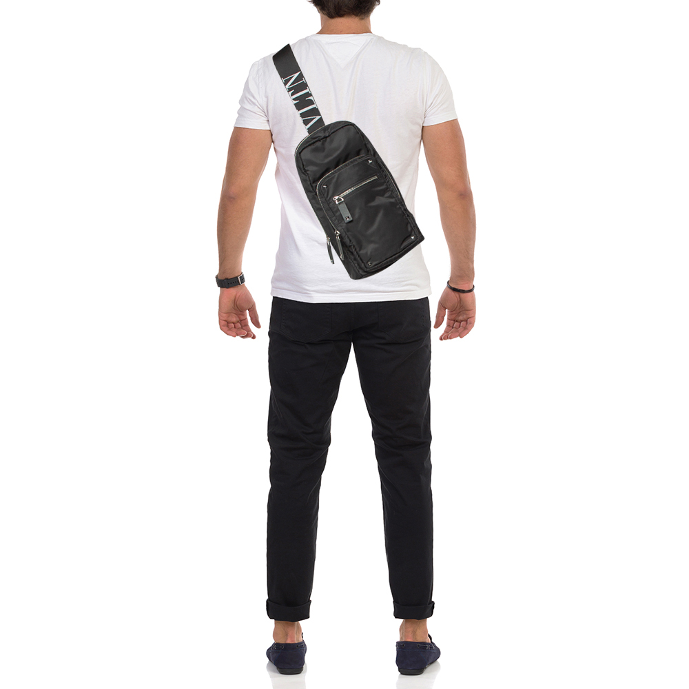 

Valentino Black Nylon Rockstud Sling Backpack
