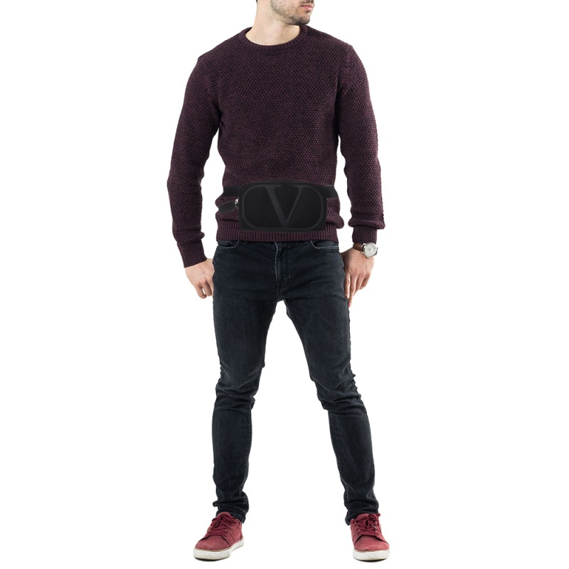 

Valentino Black Leather Small VLOGO Belt Bag