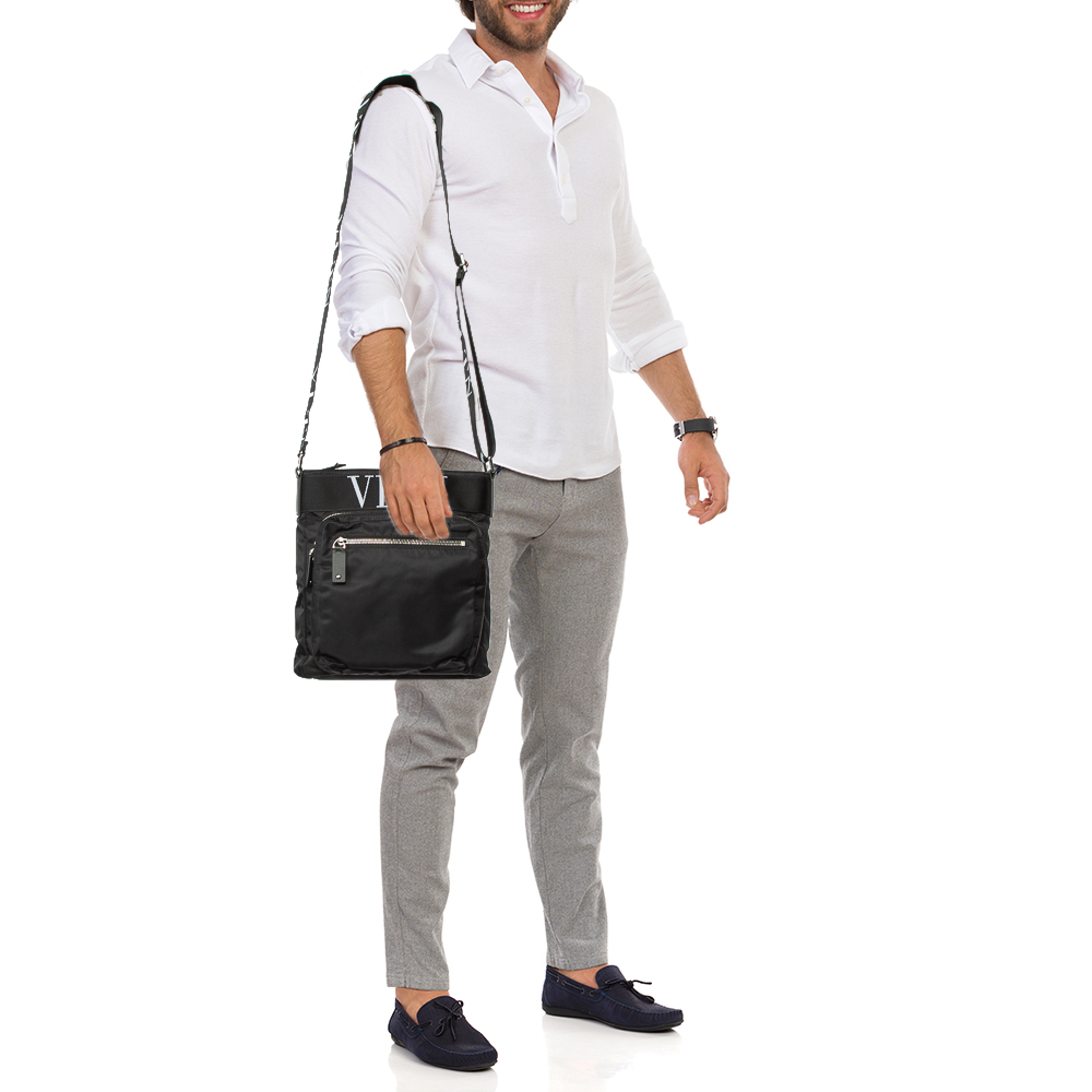

Valentino Black Nylon VLTN Messenger Bag