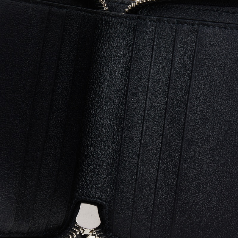 

Valentino Black Leather Mini VLogo Signature Zip Around French Wallet