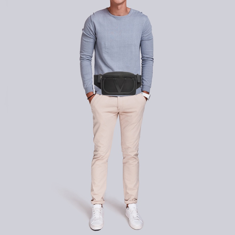 

Valentino Black Nylon and leather VLogo Belt Bag