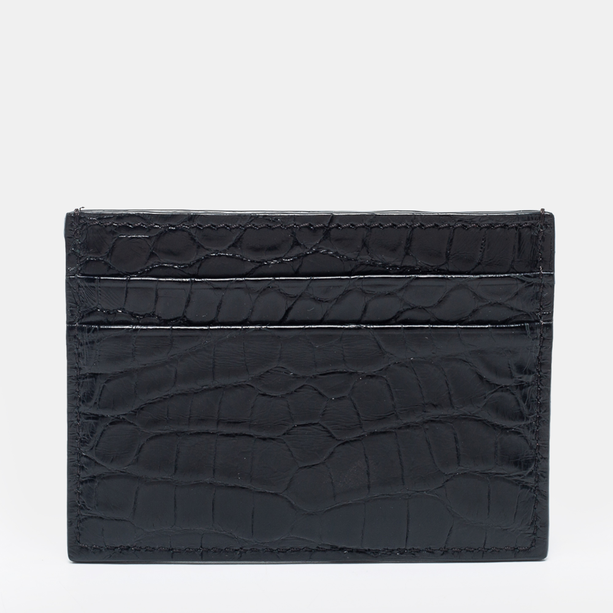 

Valentino Black Matte Alligator Card Holder