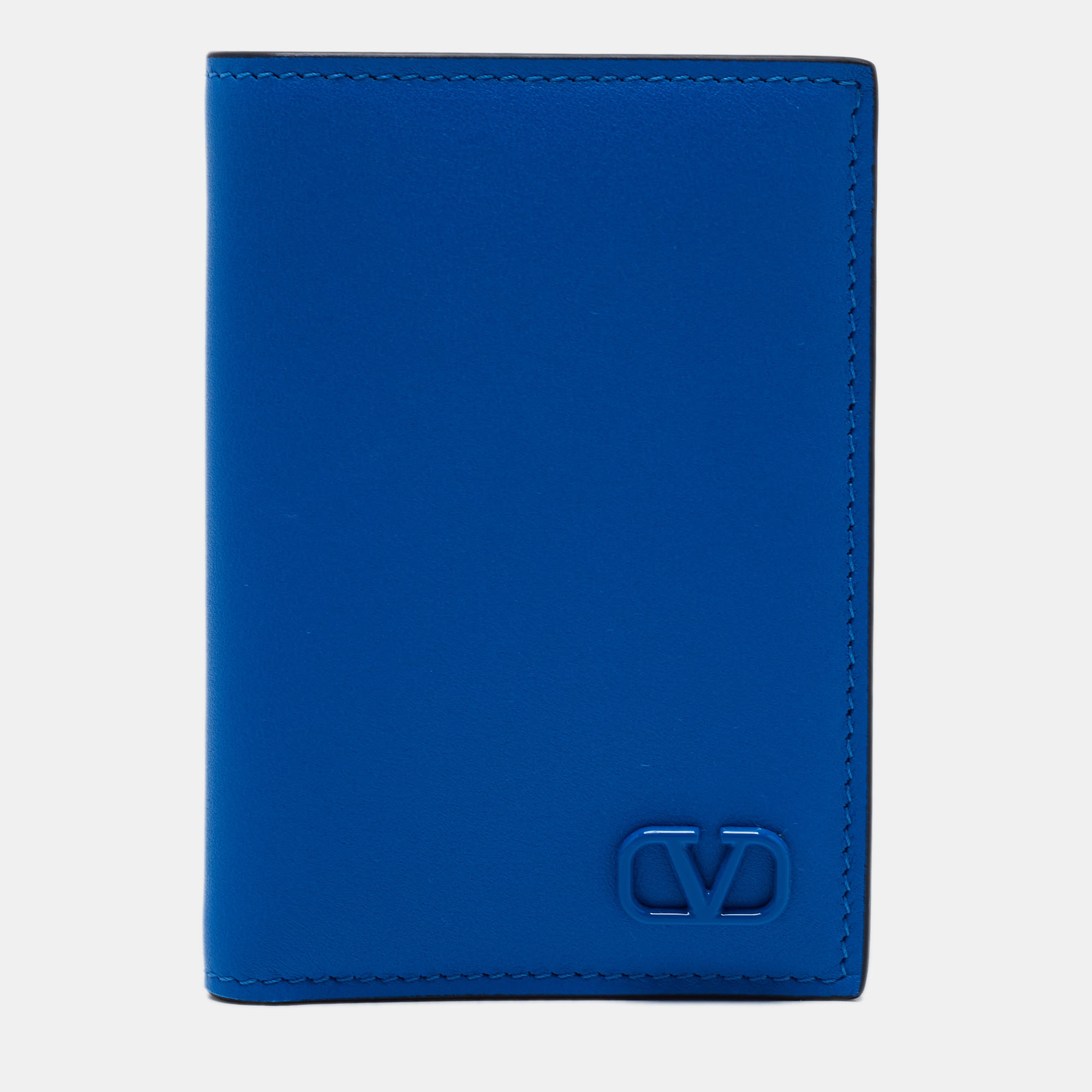 مملوكة مسبقًا Valentino Blue Leather VLOGO Card Case