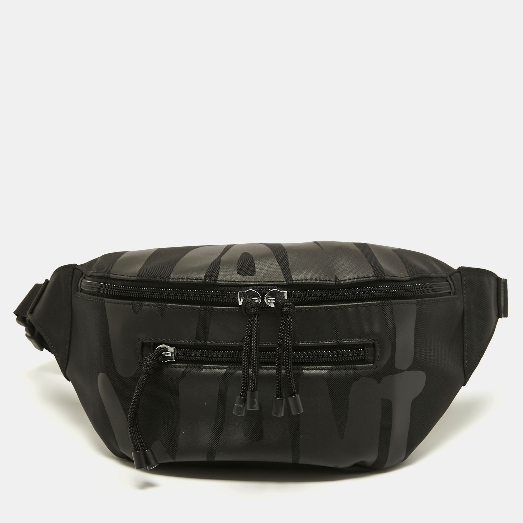 Pre-owned Valentino Garavani Black Nylon Printed Belt Bag