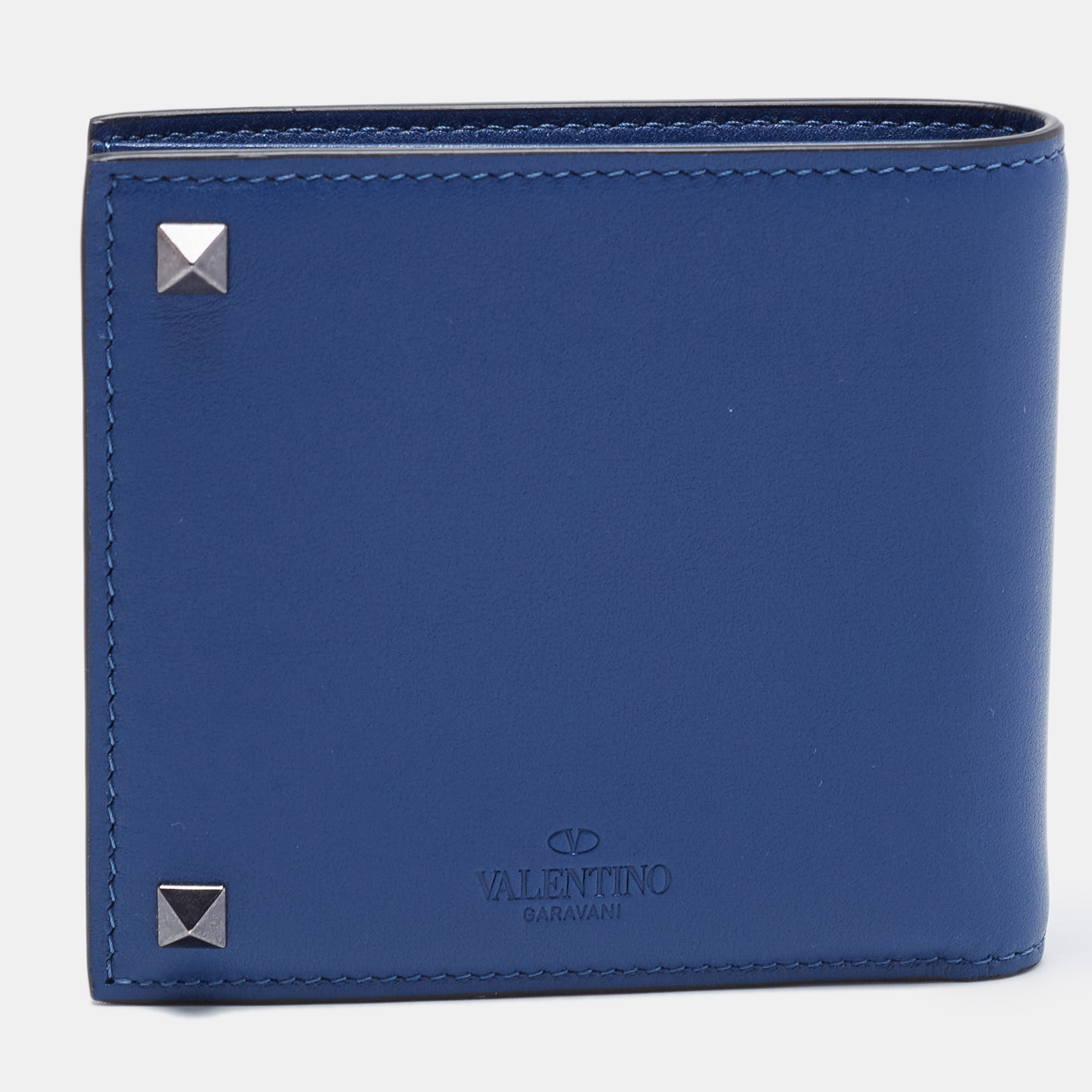 

Valentino Navy Blue Leather Rockstud Bifold Wallet