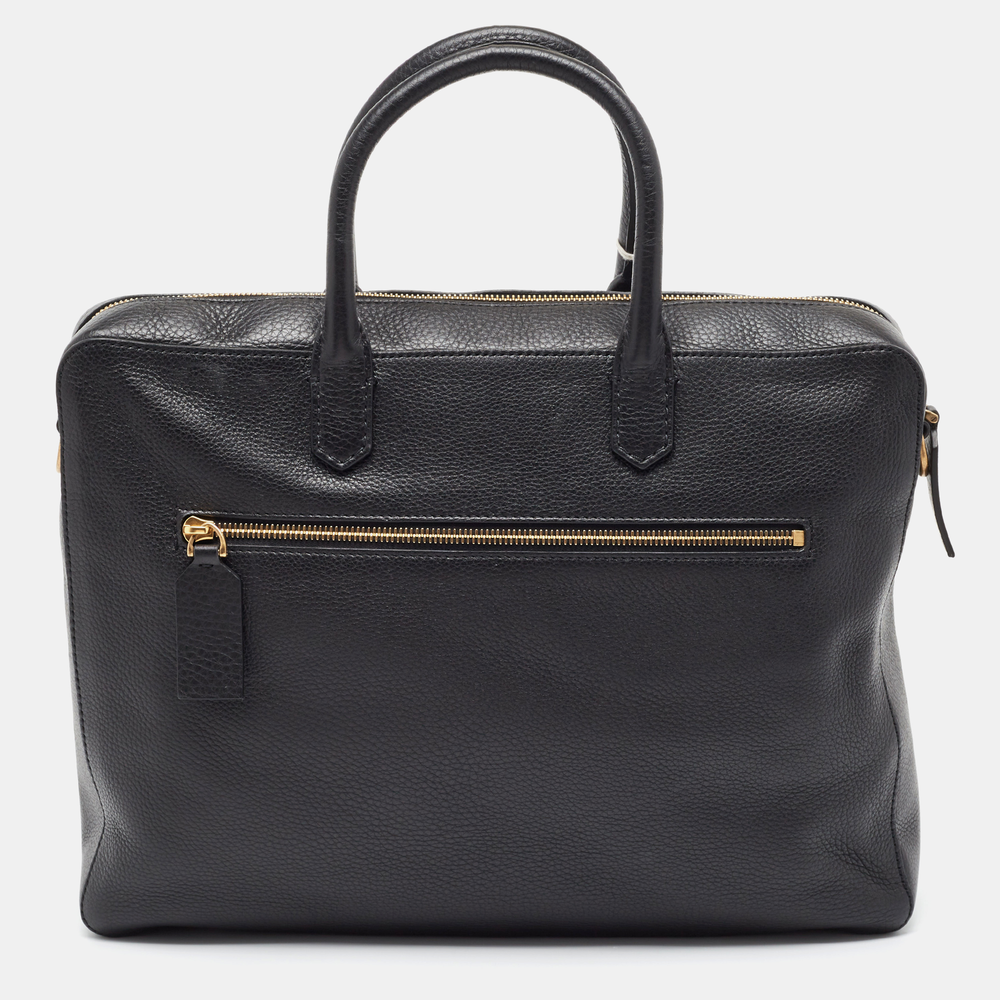 

Valentino Black Leather Logo Briefcase