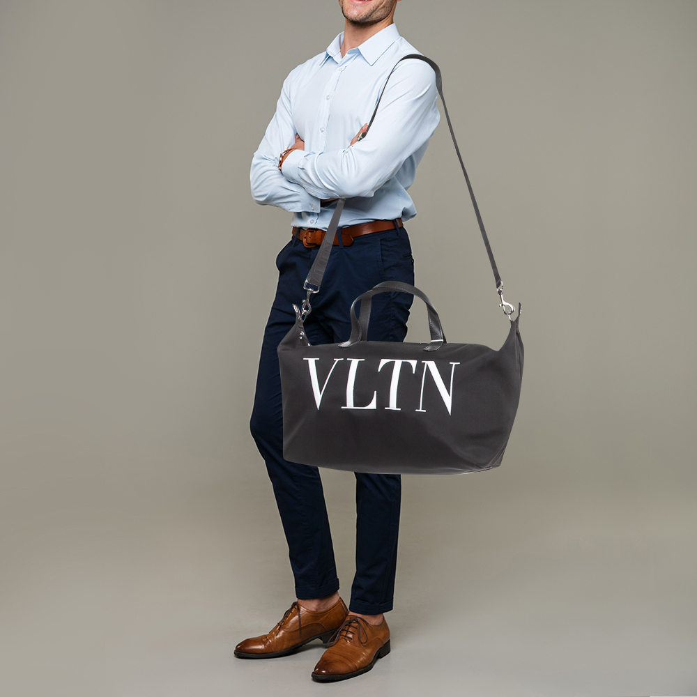 

Valentino Black Nylon VLTN Weekender Bag