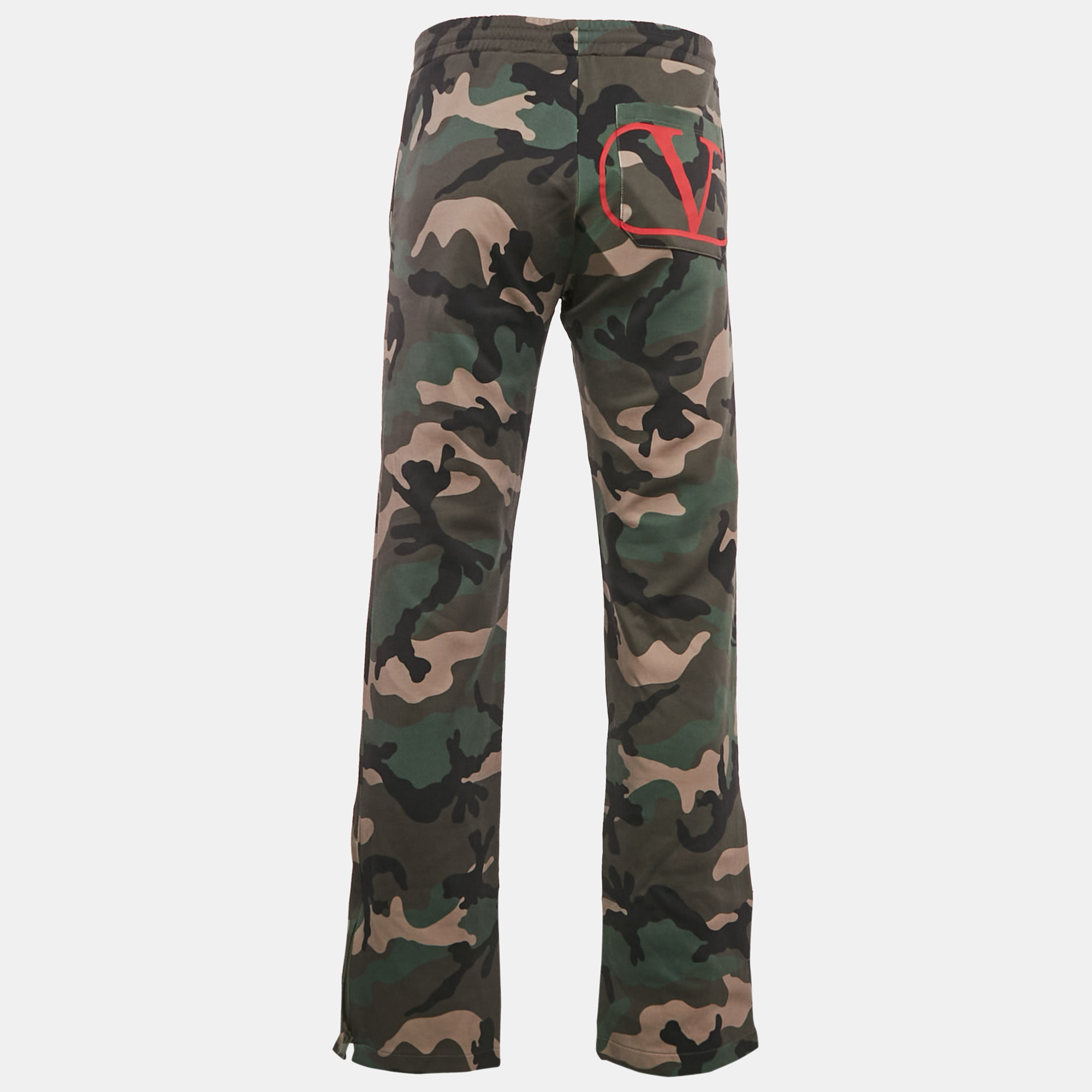 

Valentino Green/Multicolor Camouflage Print Cotton Blend Knit Joggers S