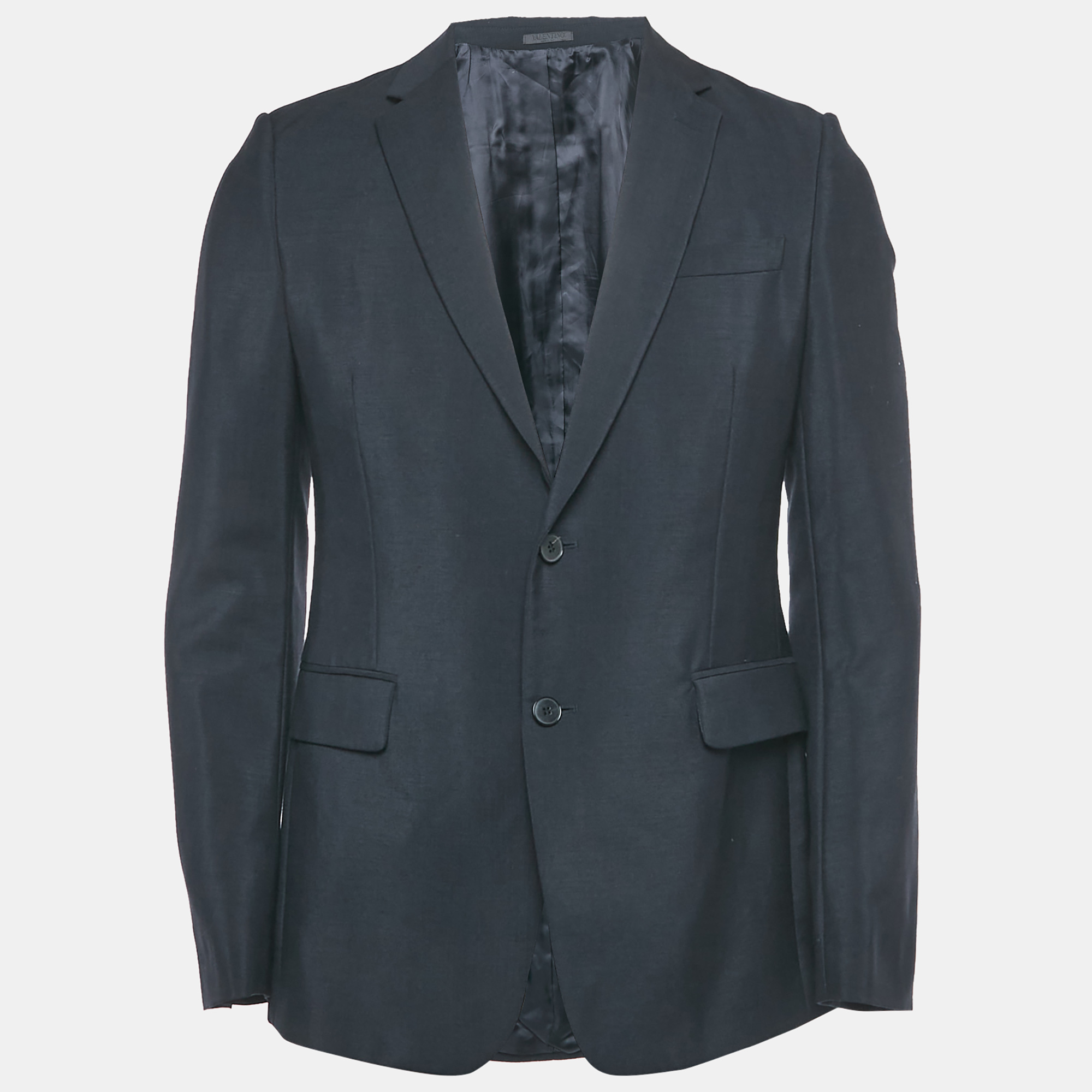 

Valentino Navy Blue Mohair & Wool Single Breasted Blazer S