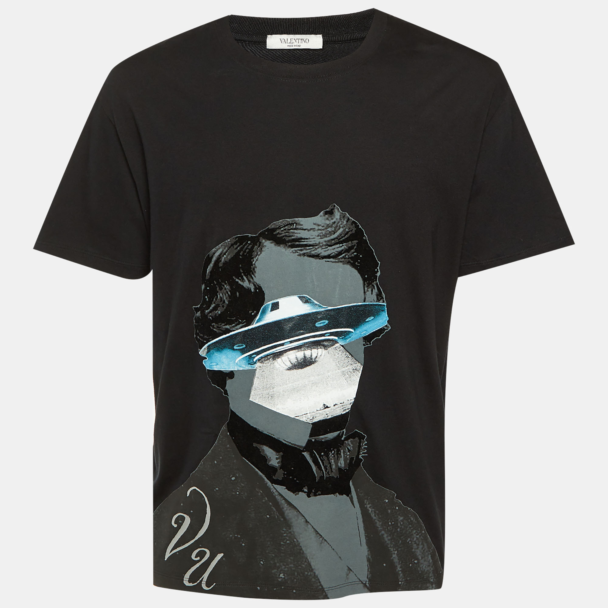 

Valentino X Undercover Black V Face UFO Print Cotton Crew Neck T-Shirt L