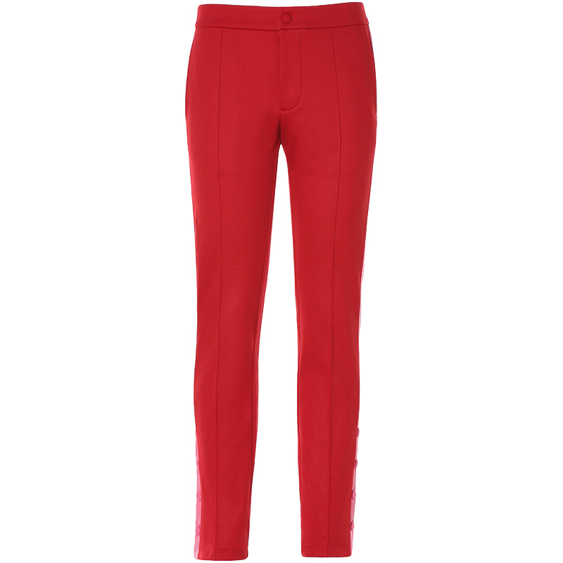 Pre Owned Valentino Rosso/Heavy Pink Contrasting Bands Pants S