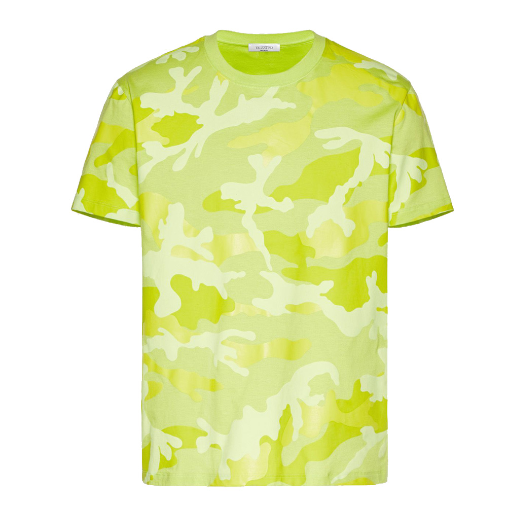 Pre Owned Valentino Green Cotton Camouflage Crew Neck T Shirt S