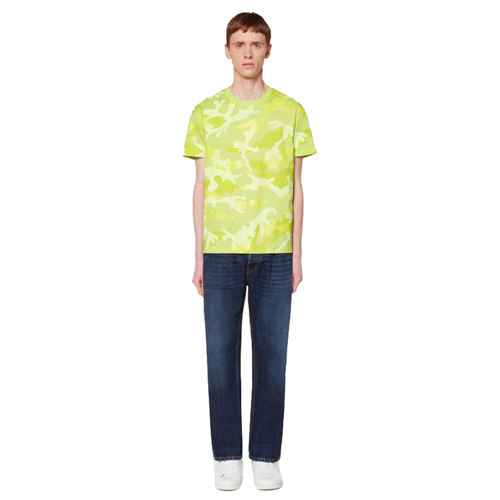 

Valentino Green Cotton Camouflage Crew Neck T Shirt