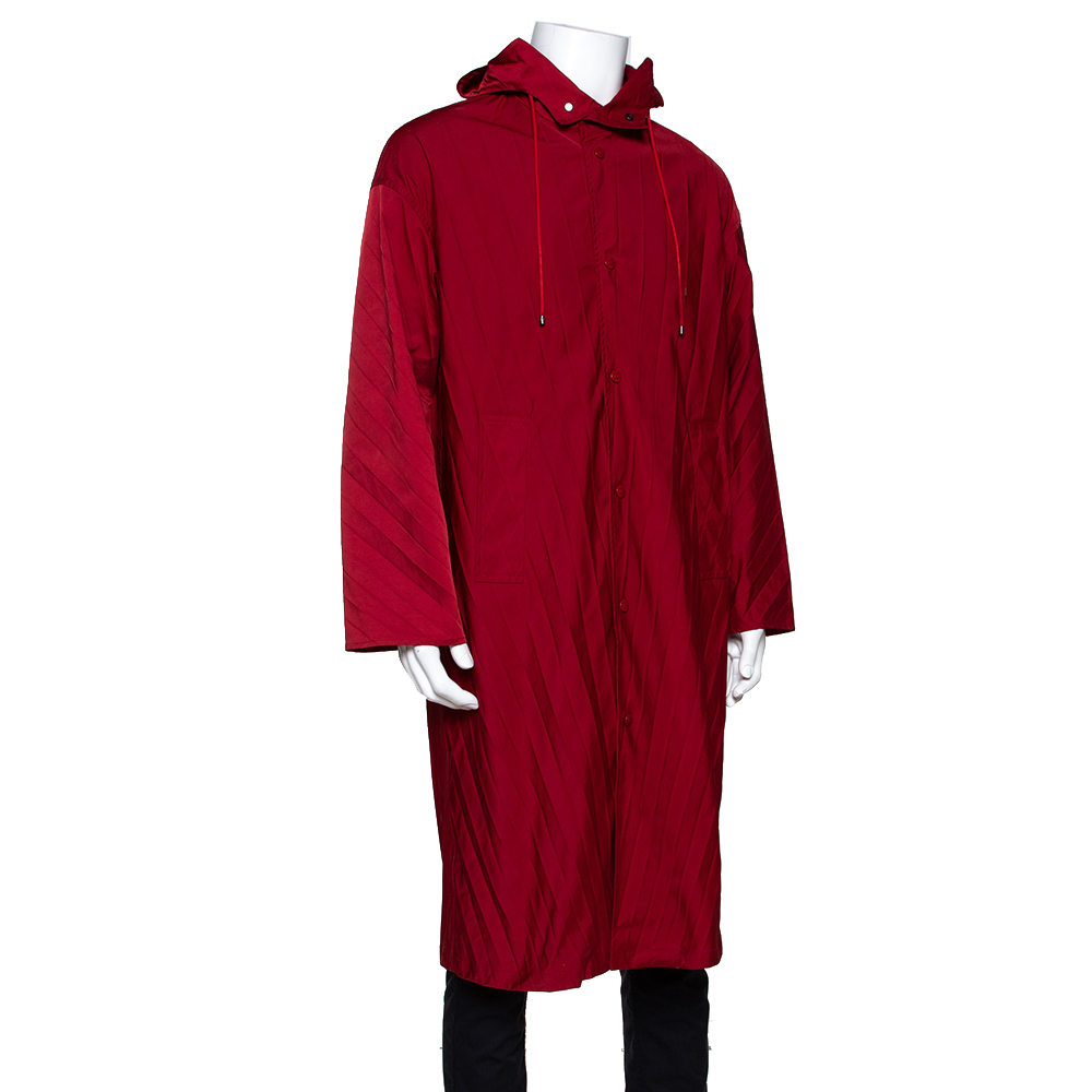 

Valentino Red Synthetic Pleated Raincoat Large / IT 50