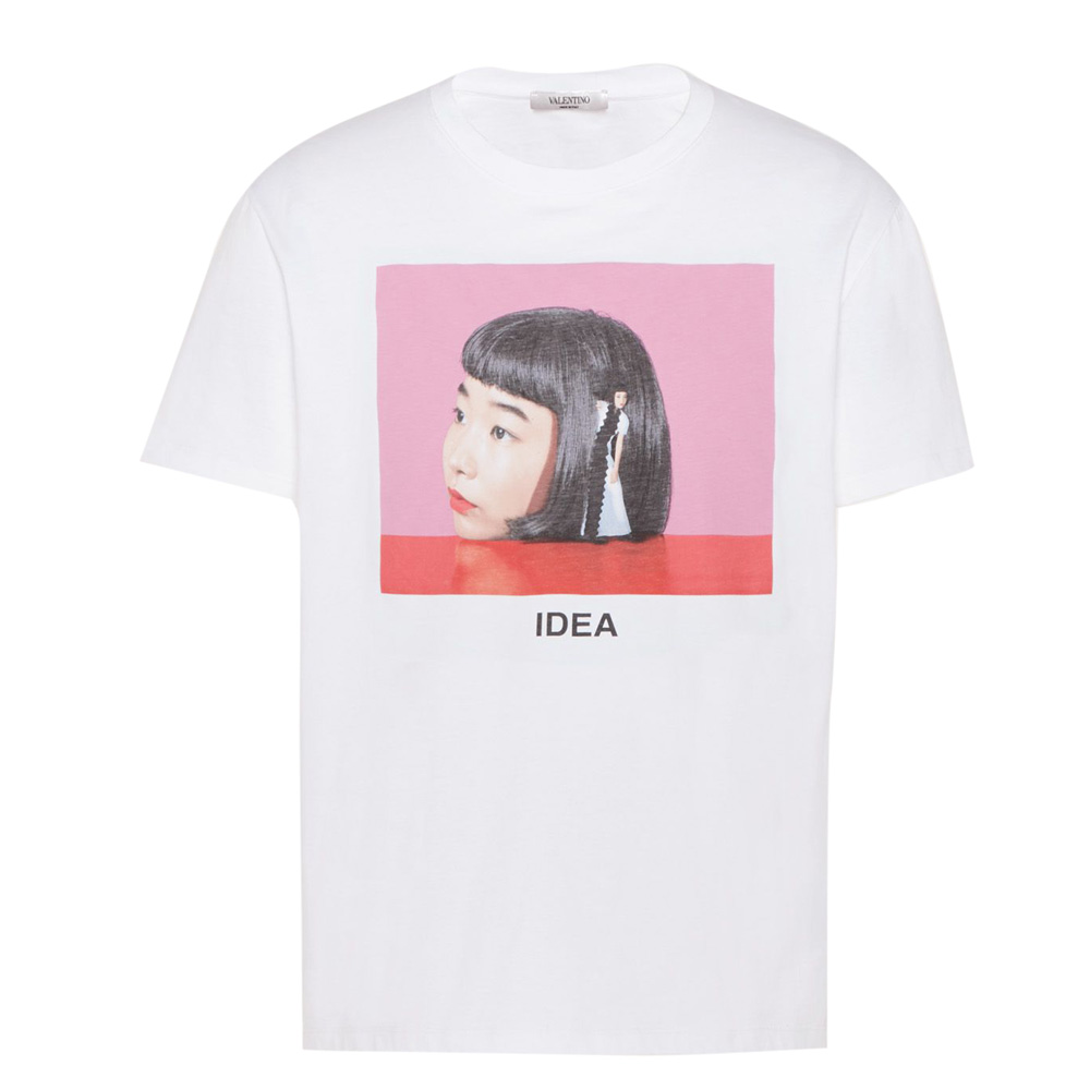 Valentino White Cotton Izumi Miyazaki Crew Neck T Shirt S