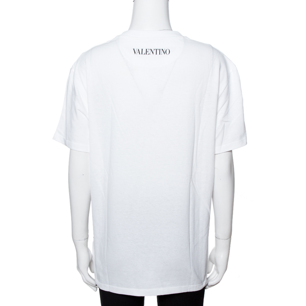 

Valentino White Cotton Yellow City Graphic-Print T-Shirt