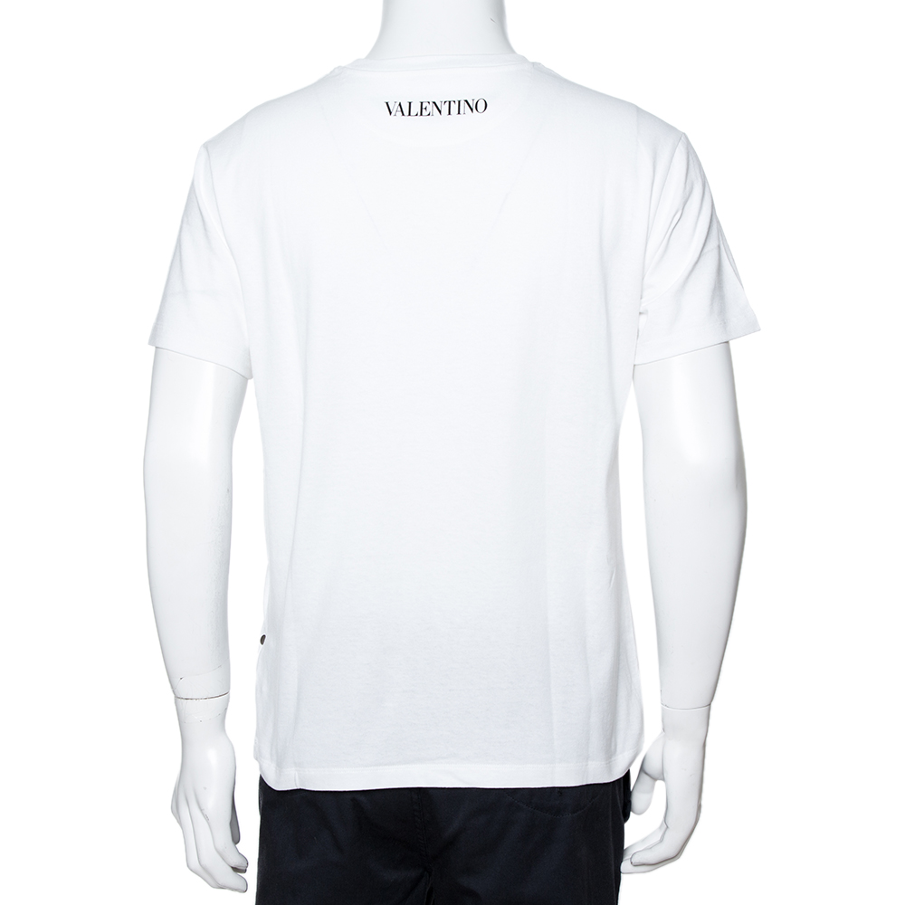 

Valentino White Cotton Dragon's Garden Graphic- Print T-Shirt Size