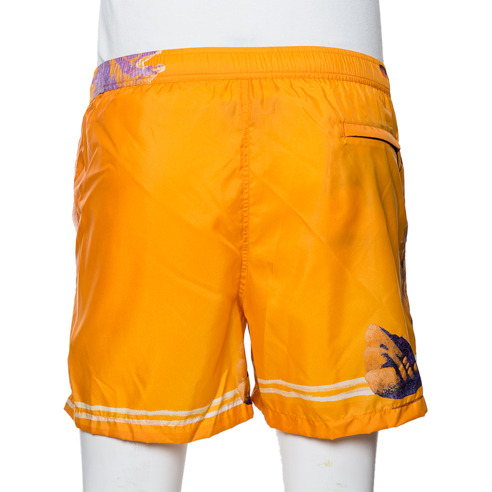 

Valentino Orange Yellow City Graphic Print Swim Shorts