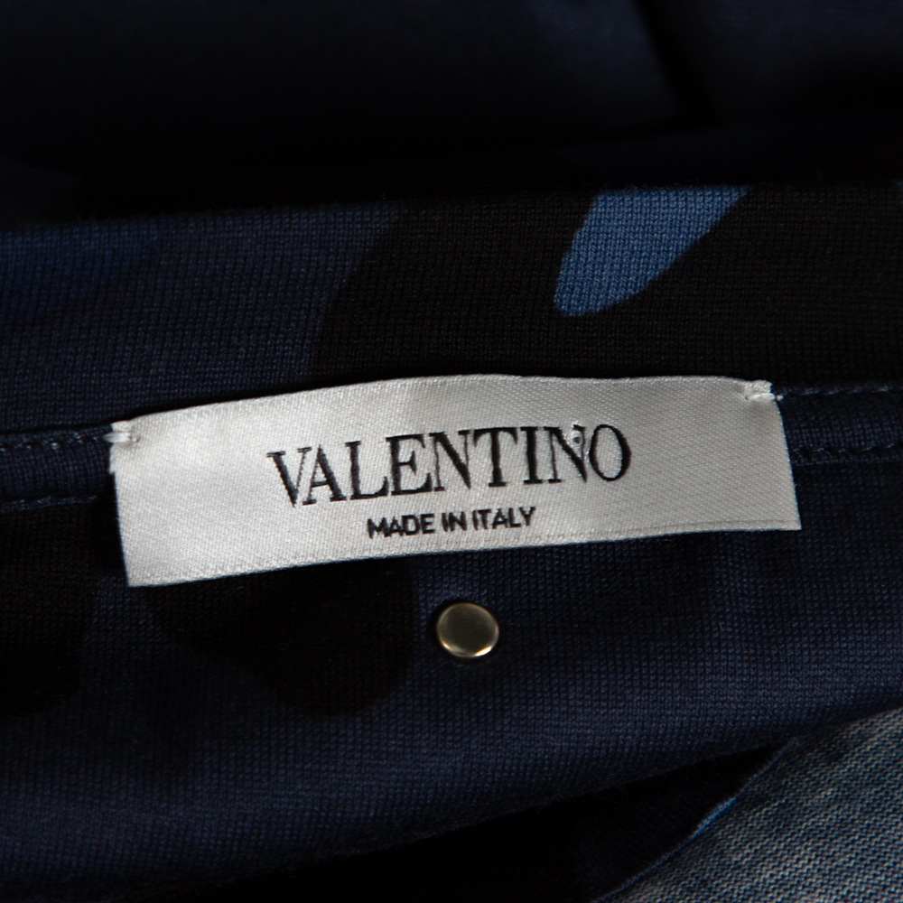 

Valentino Blue/Black Camouflage Print T-Shirt Size