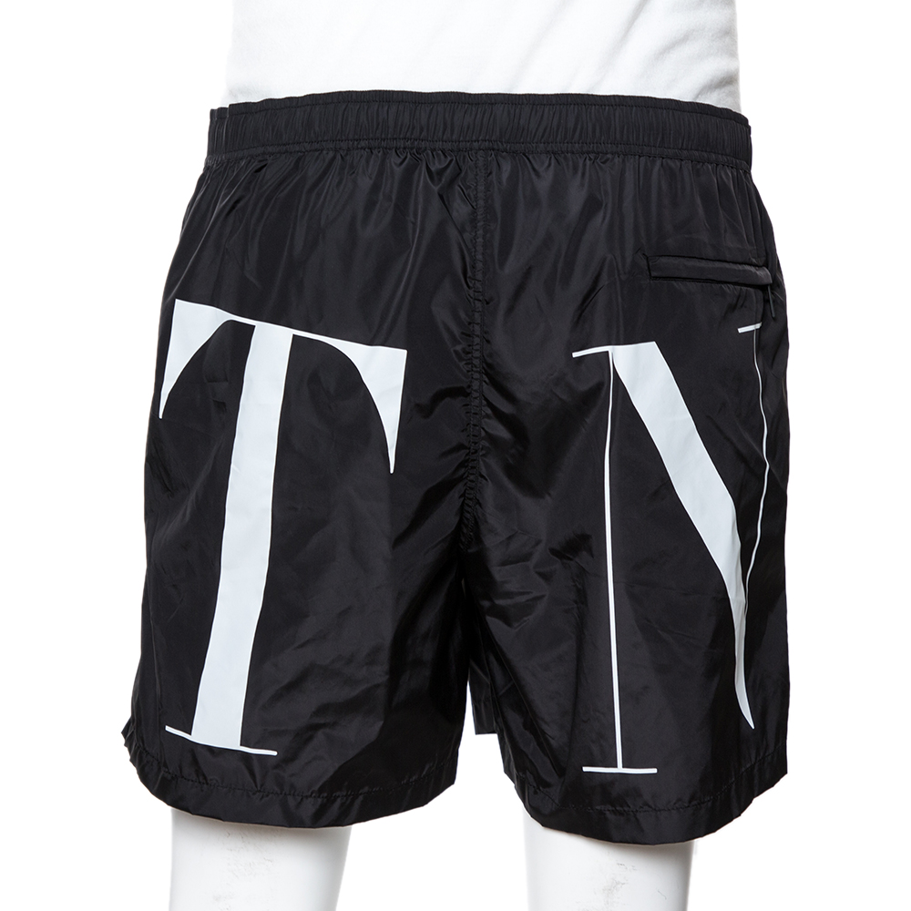

Valentino Black/White Logo Print Swim Shorts Size