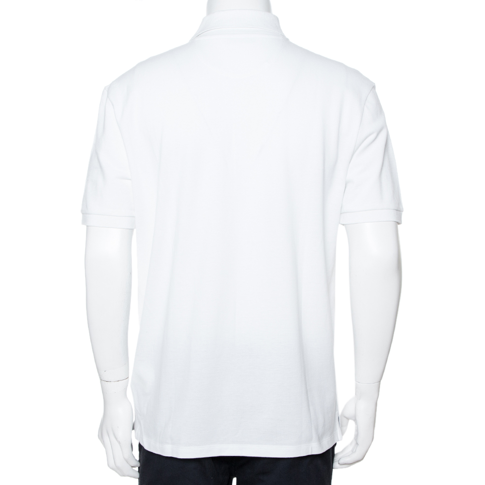 

Valentino White Cotton VLTN Print Polo T-Shirt