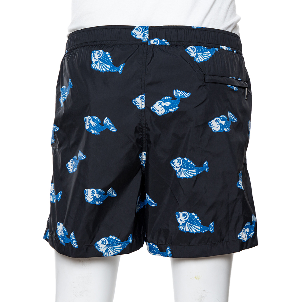 

Valentino Black Fishrain Print Nylon Bathing Suit