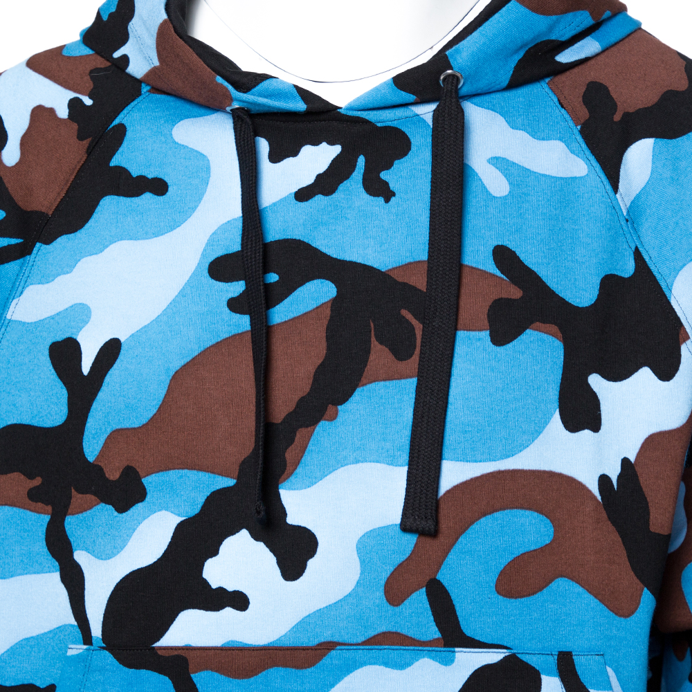 

Valentino Blue/Black Cotton Multicolor Camouflage Print Hoodie Size