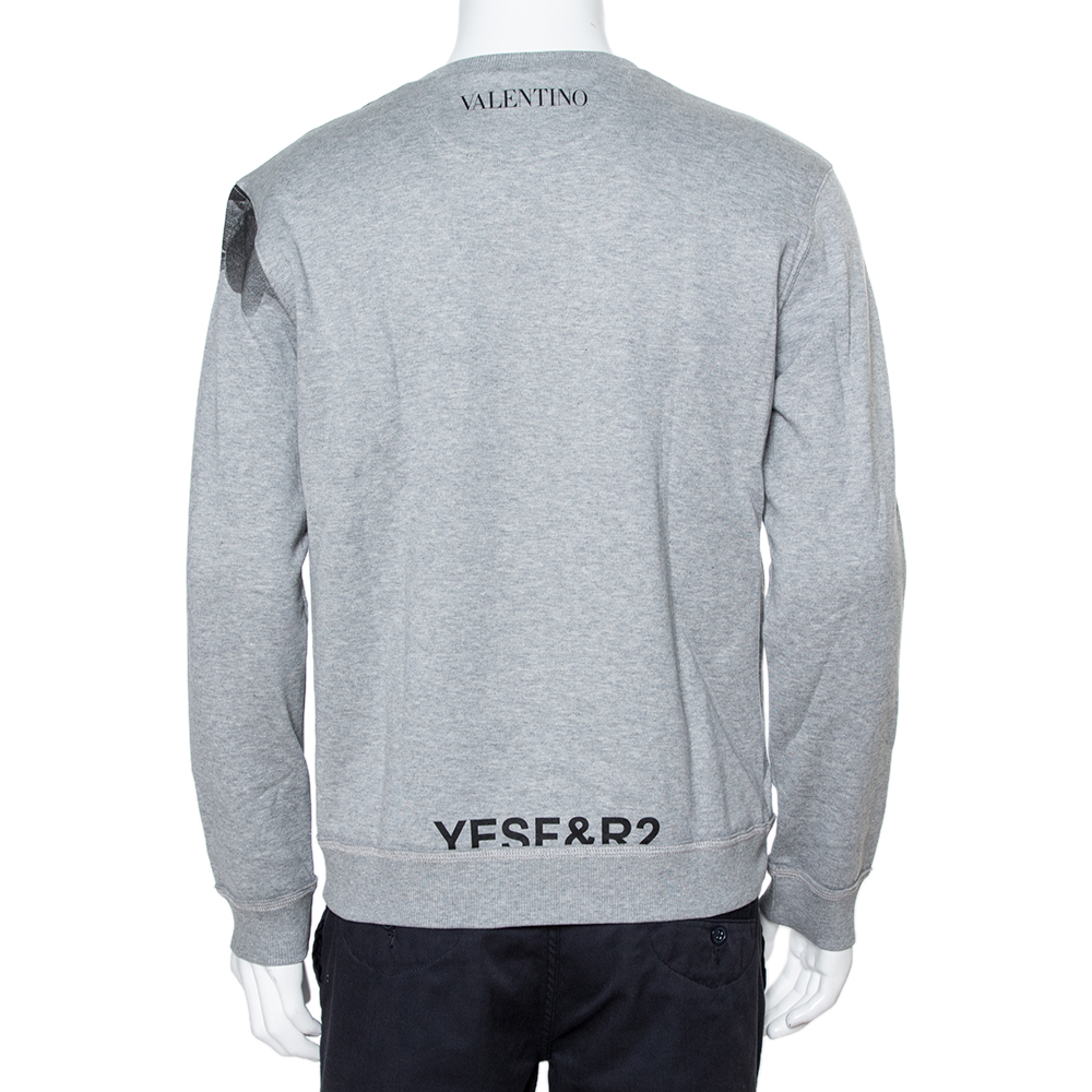 

Valentino Grey Cotton Dragonfly Print Sweatshirt Size