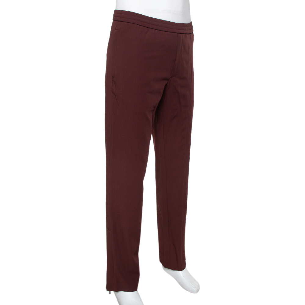 

Valentino Burgundy Wool Straight Leg Track Pants