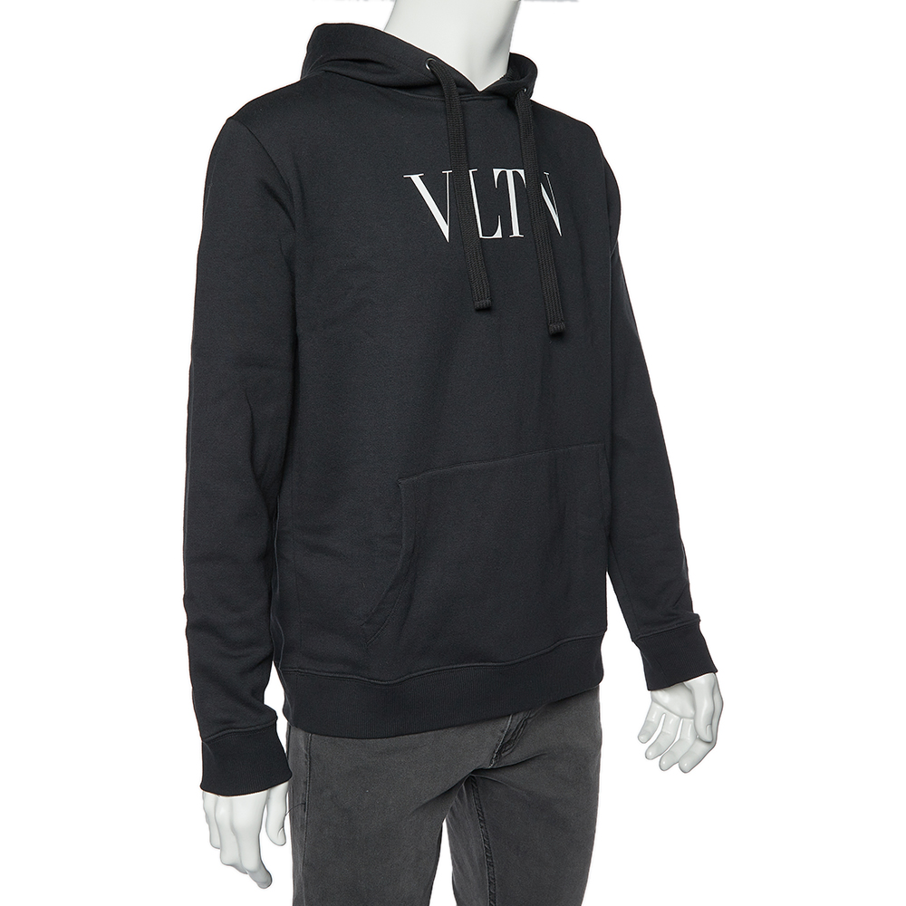 

Valentino Black VLTN Print Cotton Hooded Sweatshirt
