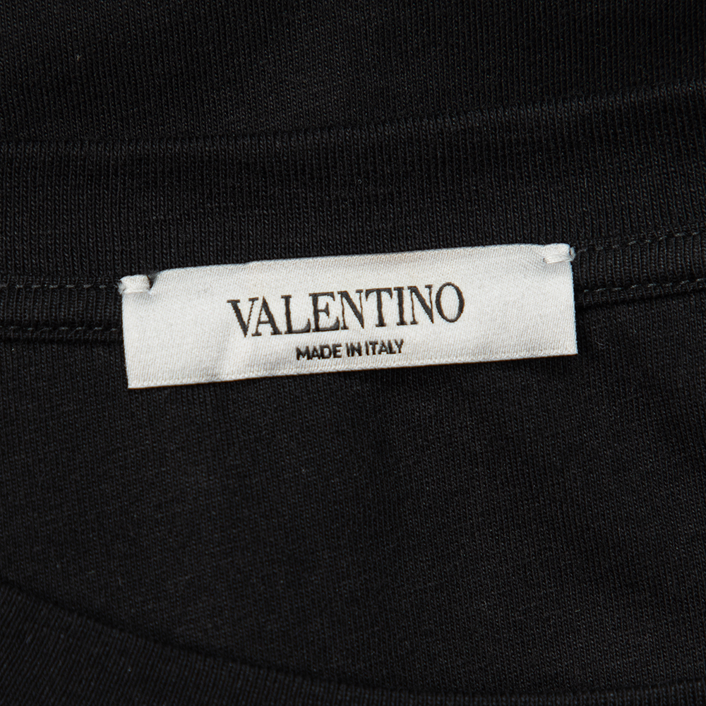 

Valentino Black Cotton Contrast VLTN Printed Crewneck T-Shirt