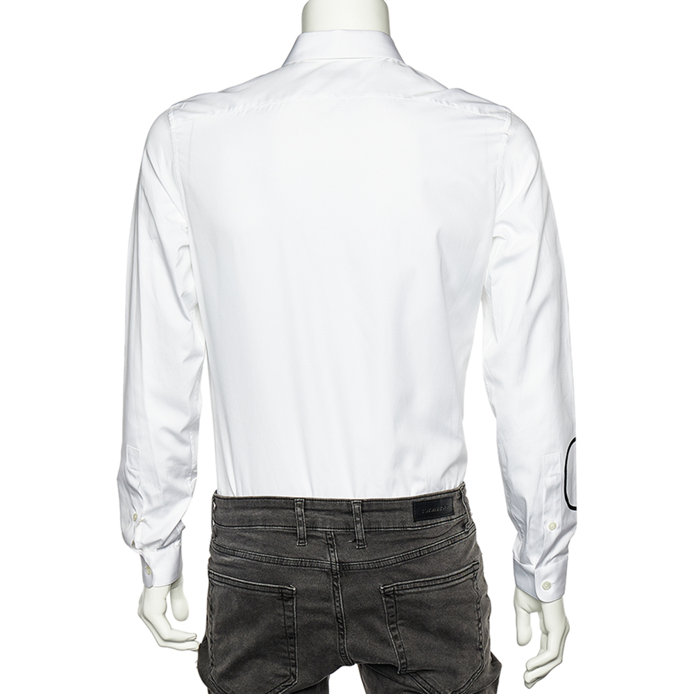 

Valentino White Cotton Logo Printed Sleeve Detail Shirt