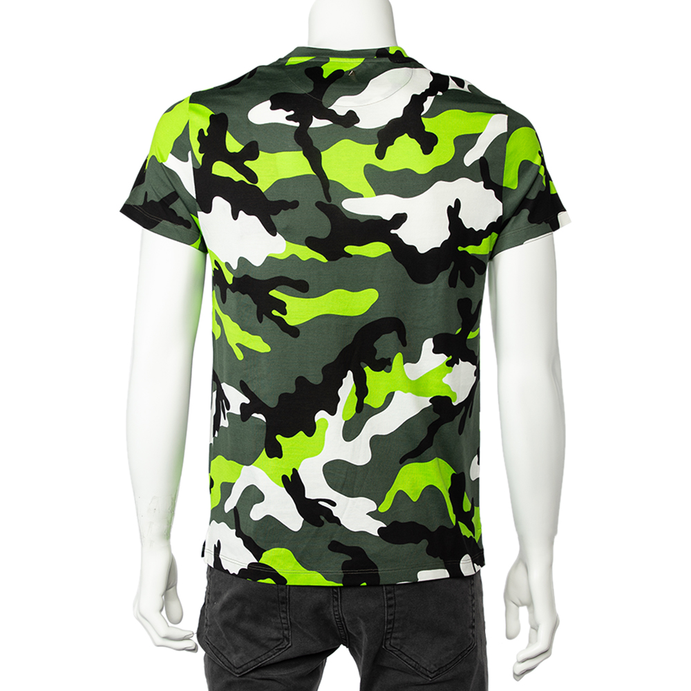 

Valentino Green Camouflage Print Cotton Crew Neck T-Shirt