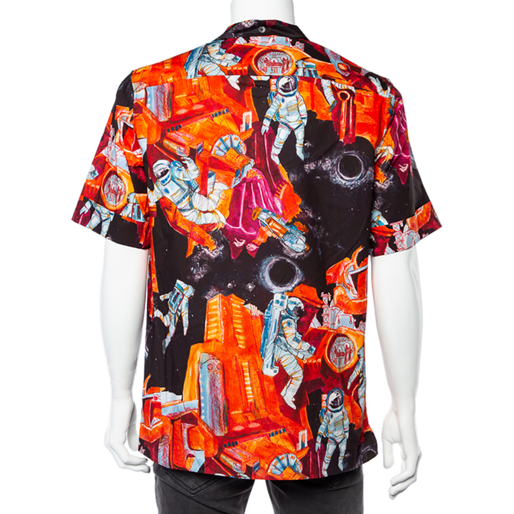 

Valentino Multicolor Infinity Astronaut printed Cotton Bowling Shirt