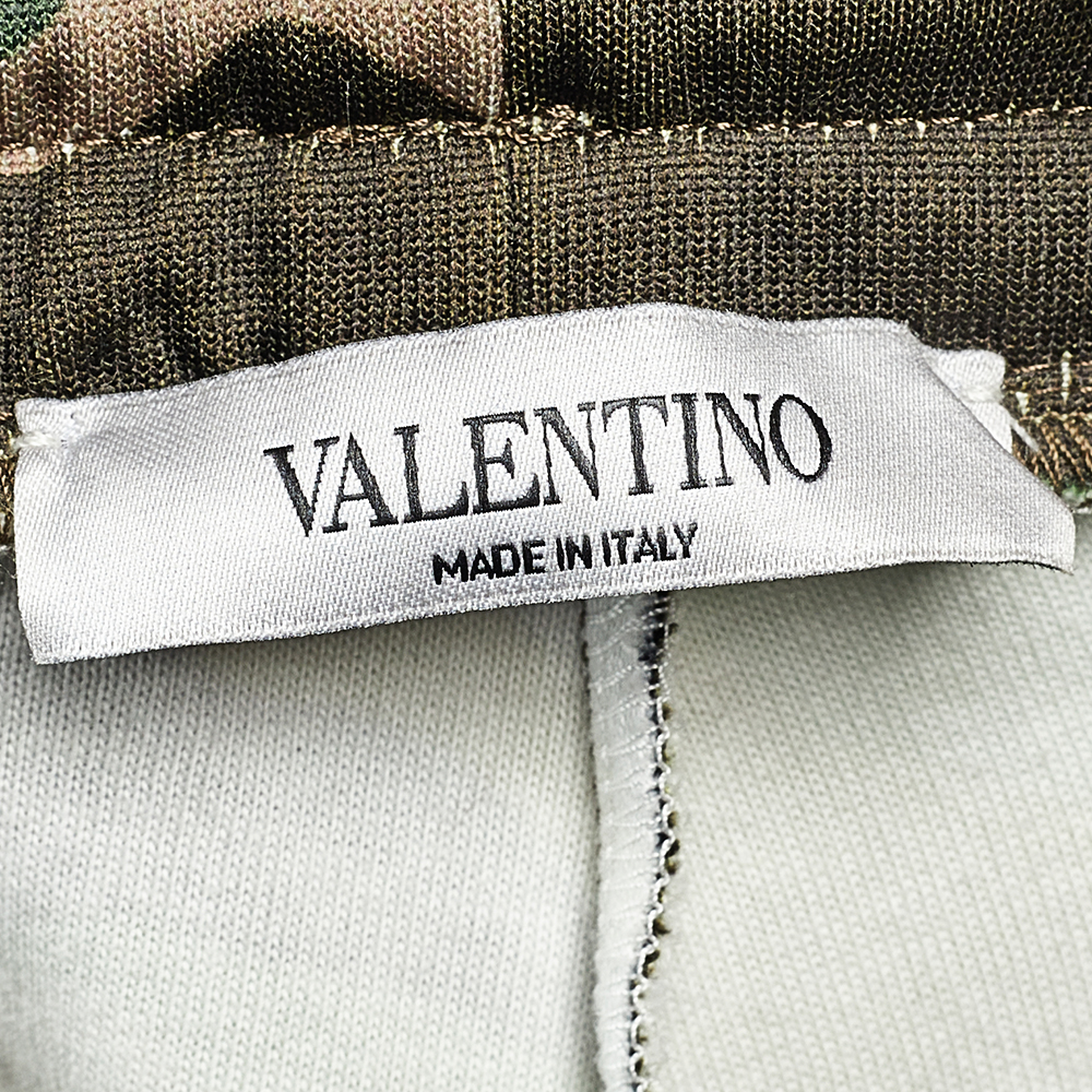 

Valentino Green Camouflage Print Jersey VLOGO Straight Fit Trousers, Brown