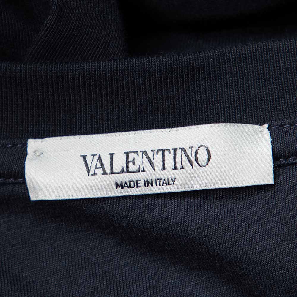 

Valentino Navy Blue Cotton Go Tiger Embroidered Crew Neck T-Shirt