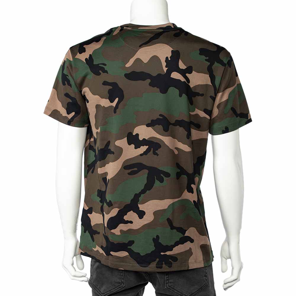 

Valentino Brown Camouflage VLTN Print Cotton Crew Neck T-Shirt