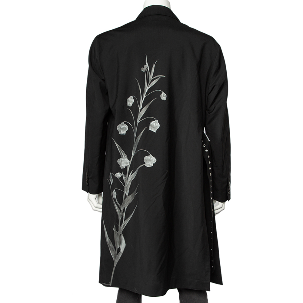 

Valentino Black Flowersity Printed Wool & Mohair Double Breasted Coat