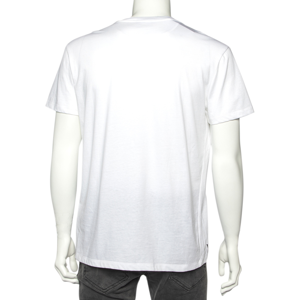 

Valentino White Flowersity Sequin Embellished Cotton T-Shirt