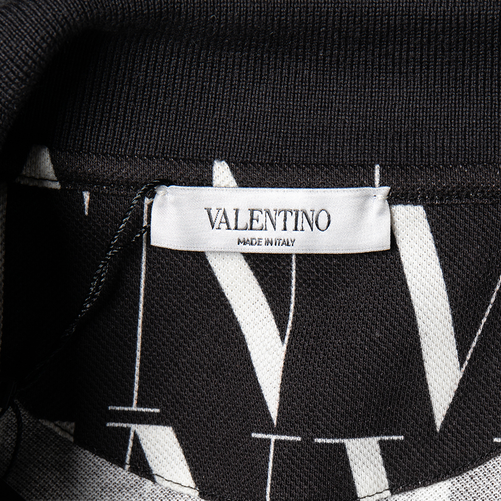 

Valentino Black VLTN Times Print Cotton Pique Polo T-Shirt