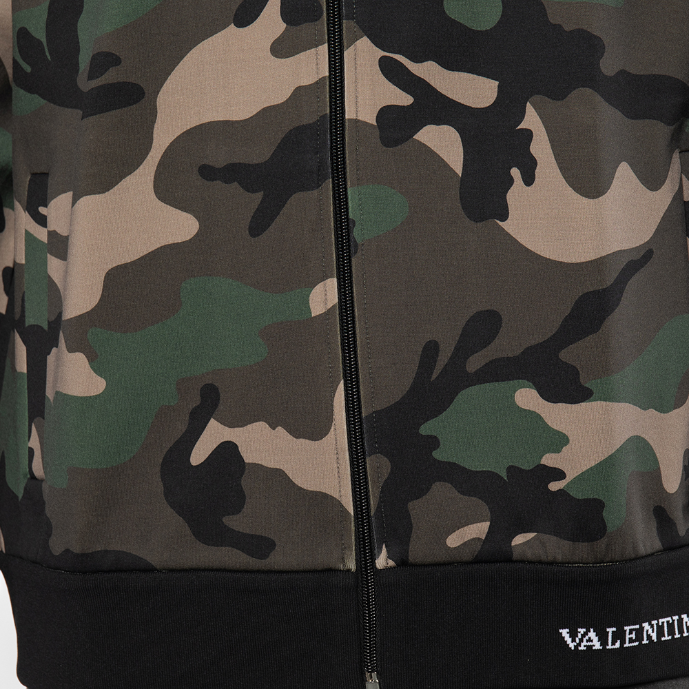 

Valentino Green Camouflage Print Jersey Bomber Jacket