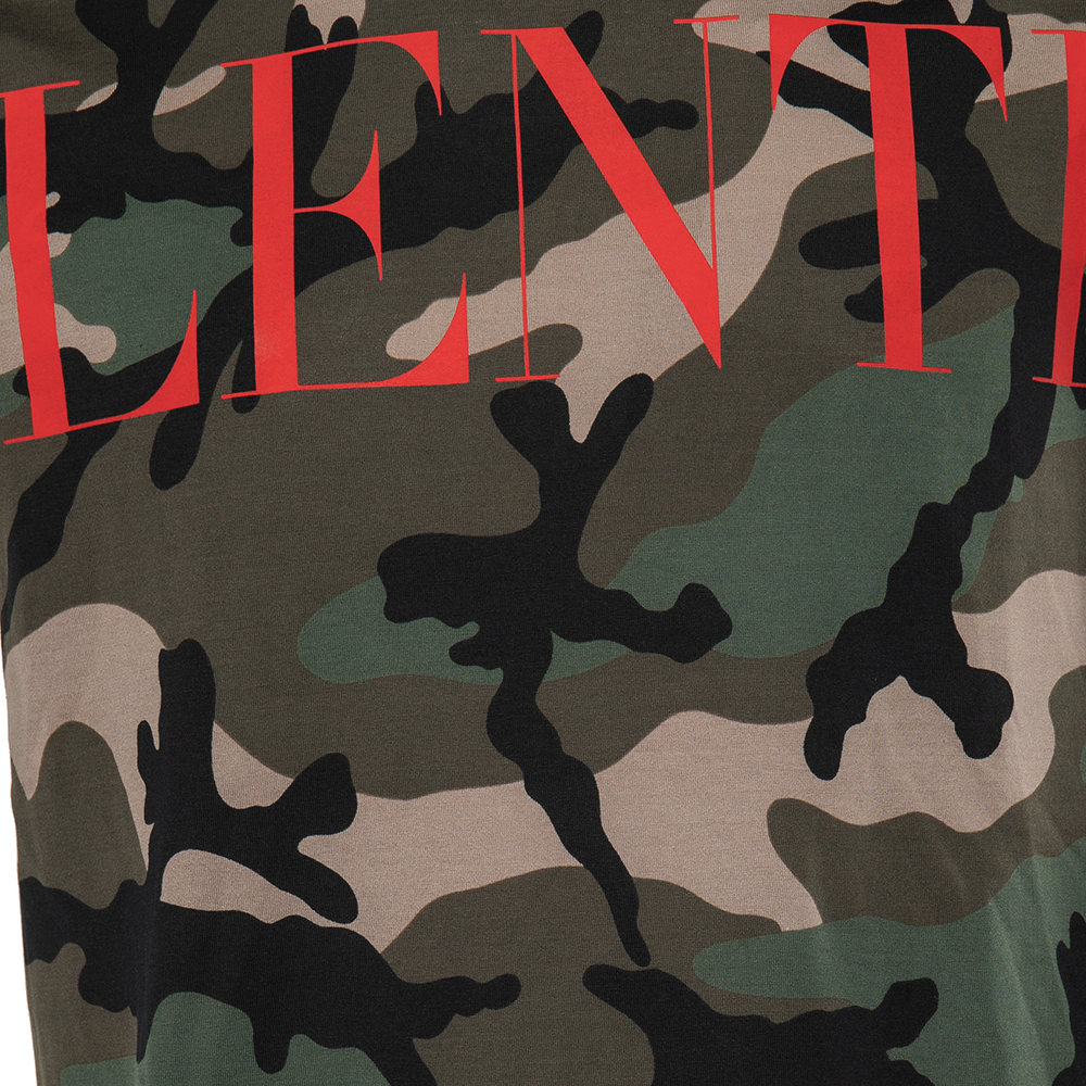 

Valentino Green Camouflage Logo Print T-Shirt