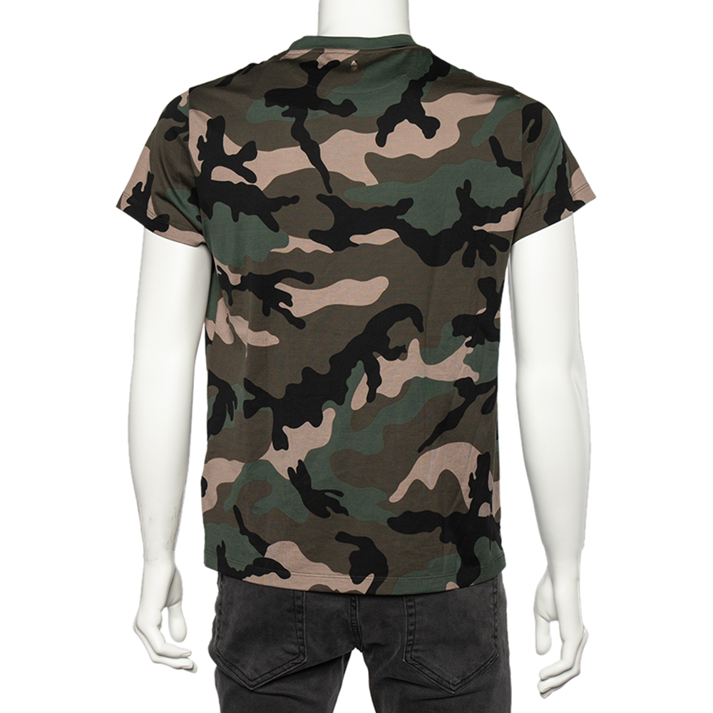 

Valentino Green Camouflage Print Cotton Jersey T-Shirt