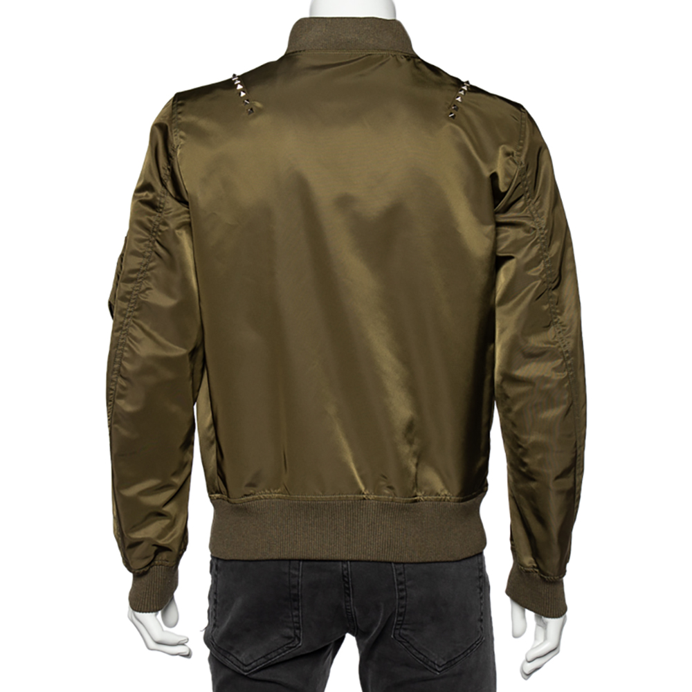 

Valentino Moss Green Rockstud Bomber Jacket